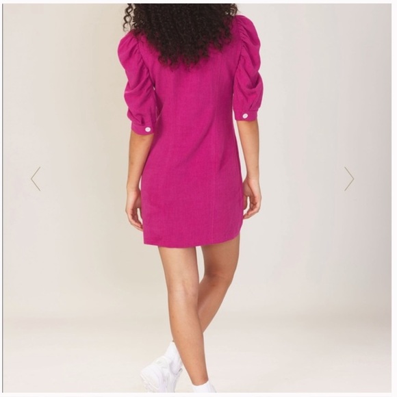 Ellie Mae Studios Fayette dress in magenta with puffy sleeves , size 4 - Picture 2 of 12